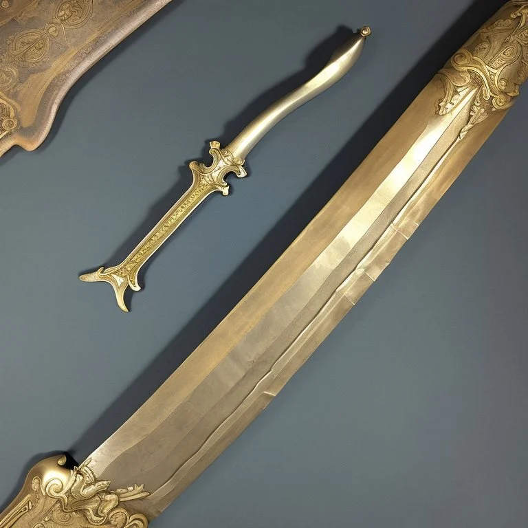 A legendary and wonderful long sword with two edges in hand