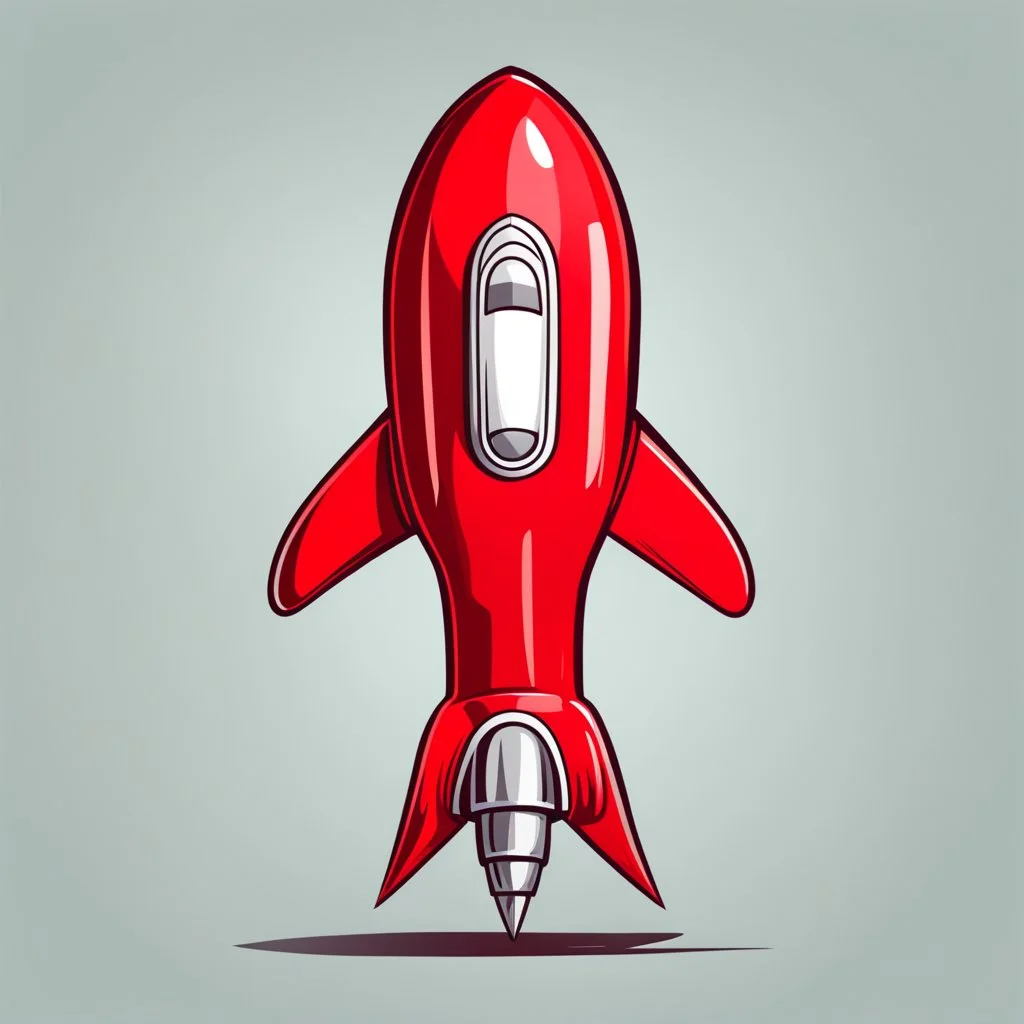 red rocket cartoon stylized