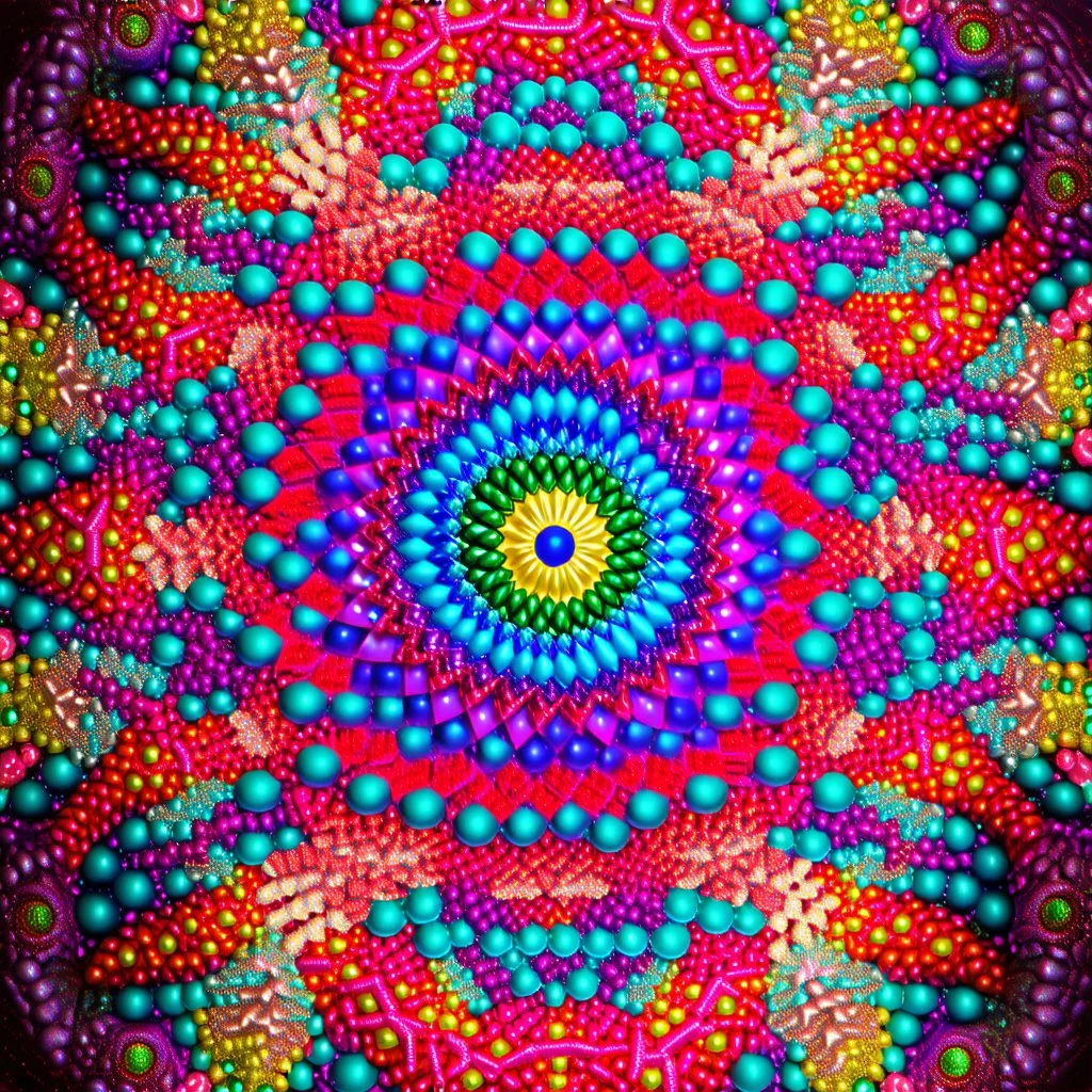3d Kaleidoscope recursive made of a metallic random color spheres turning many times likr Spirograph drawing Kaleidoscope Ruler Set creation