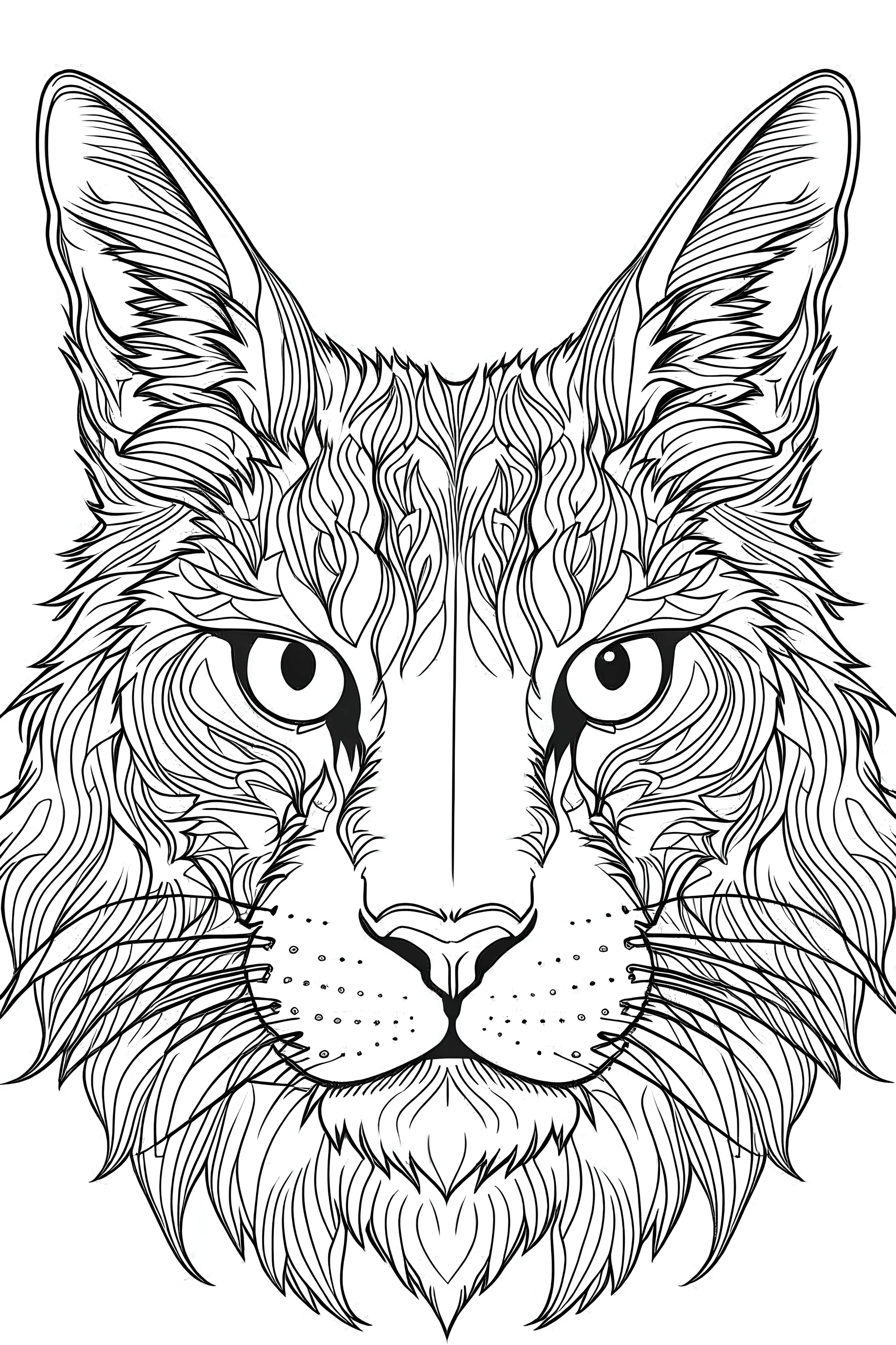 coloring book image of a lynx head