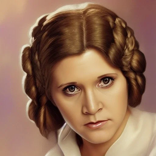 [[extrem beautiful photorealistic young Carrie Fisher as Princess Leia]] :: [[photorealistic brown eyes, short hair, head and shoulders portrait, 8k resolution photorealistic portrait by Greg Rutkowski, Artgerm, WLOP, Alphonse Mucha, dynamic lighting, hyperdetailed, intricately detailed, triadic colors]]