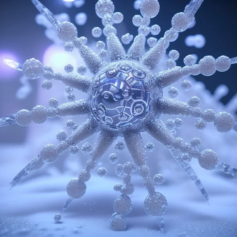  octane render, 8k high detail, snowflake, macro photography