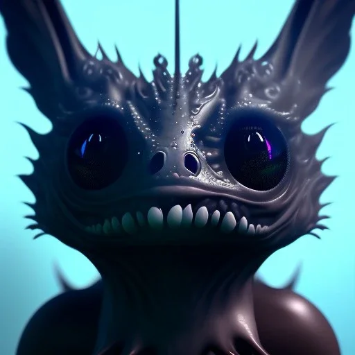 Cute fluid ink creature, big black eyes, unreal engine 5, 8k resolution, photorealistic, ultra detailed