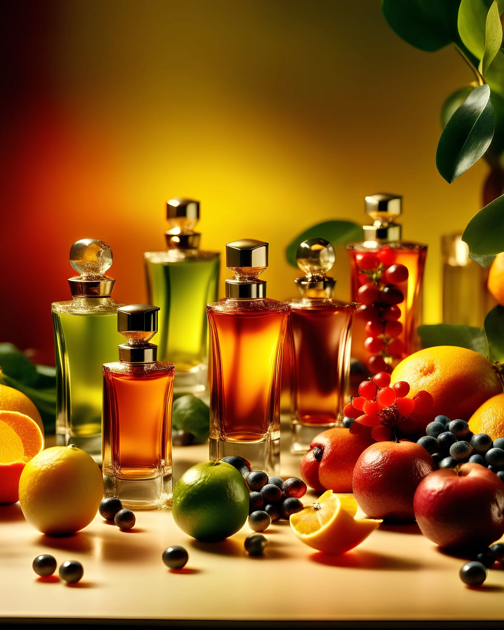 generate me a unique image of The Allure of Fruity Perfumes in daylight