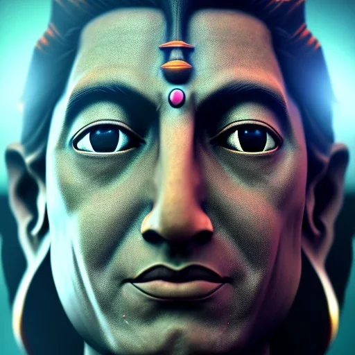 portrait Lord Shiva, meditation, third eye, space, dark, universe, fourth dimension, fractal, realistic, 8k, high quality, extreme detail, symmetrical,