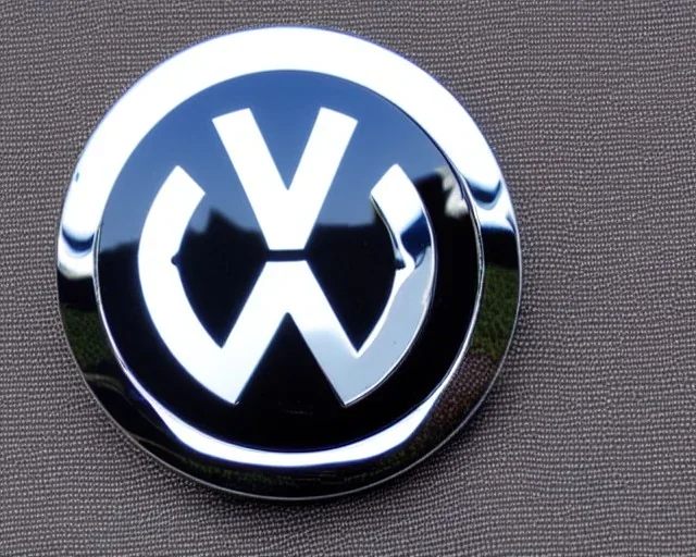 vw logo badge chrome futuristic