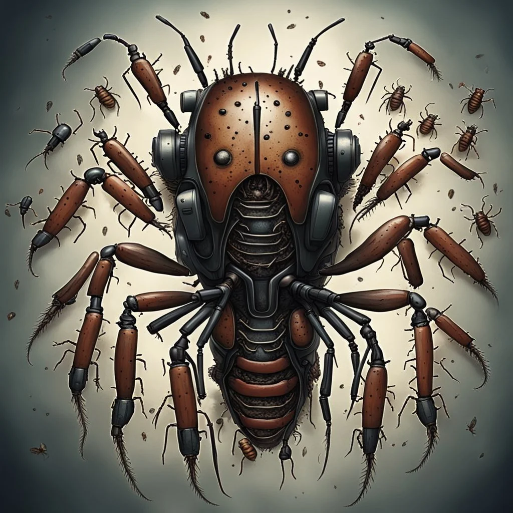 horror, infested, swarm, mechanical, robot, insects, bugs, cockroaches, flies, spiders, ticks, parasites screaming person, pain, decay