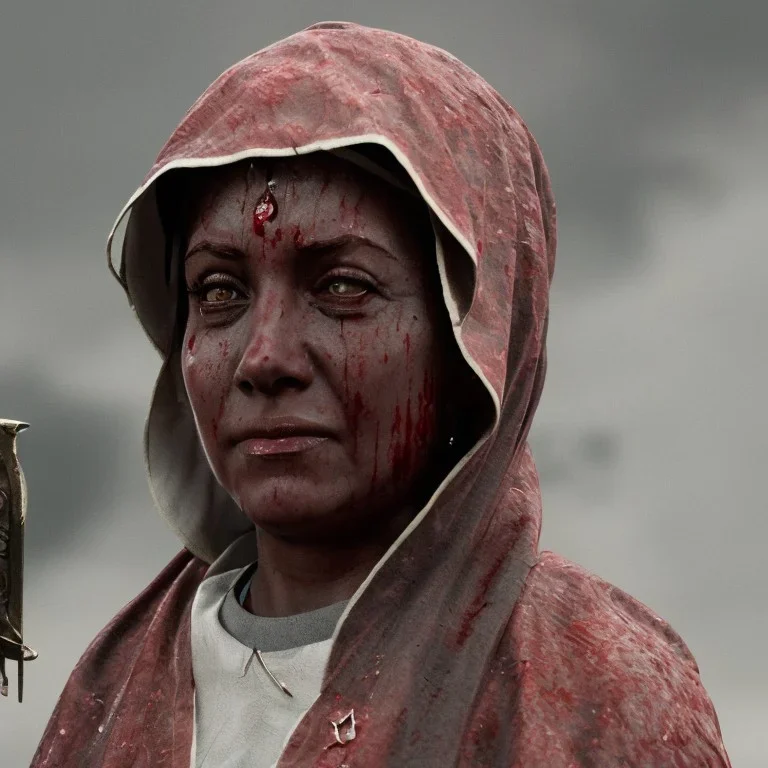 The Virgin Mary, cries with blood, Outlast, photorealistic illustration, 8k