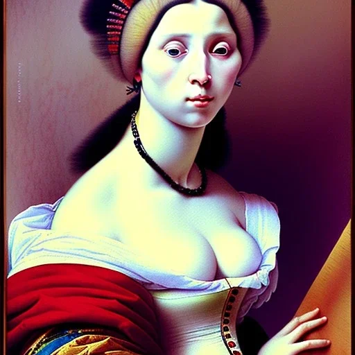 watercolor Portrait of a woman beautiful voluptous 17th century by Jean Auguste Dominique Ingres 8k