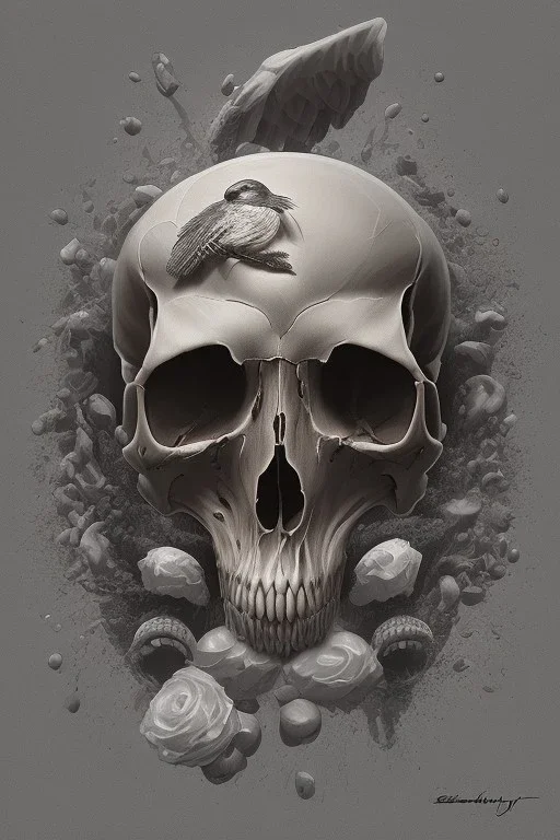 nature morte crow skull surrealism