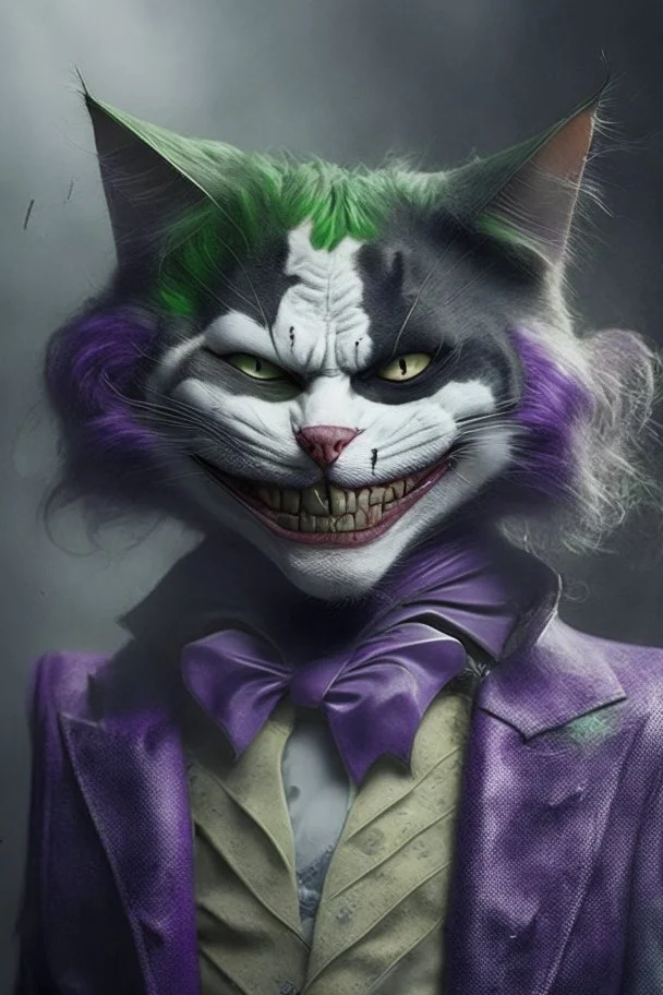 A picture of a cat in the form of a joker, a professional, high JPEG image