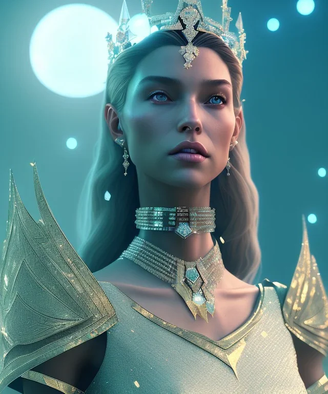 A portrait of a crystalised queen, atmospheric, realistic, unreal engine, cinematic lighting, octane render.