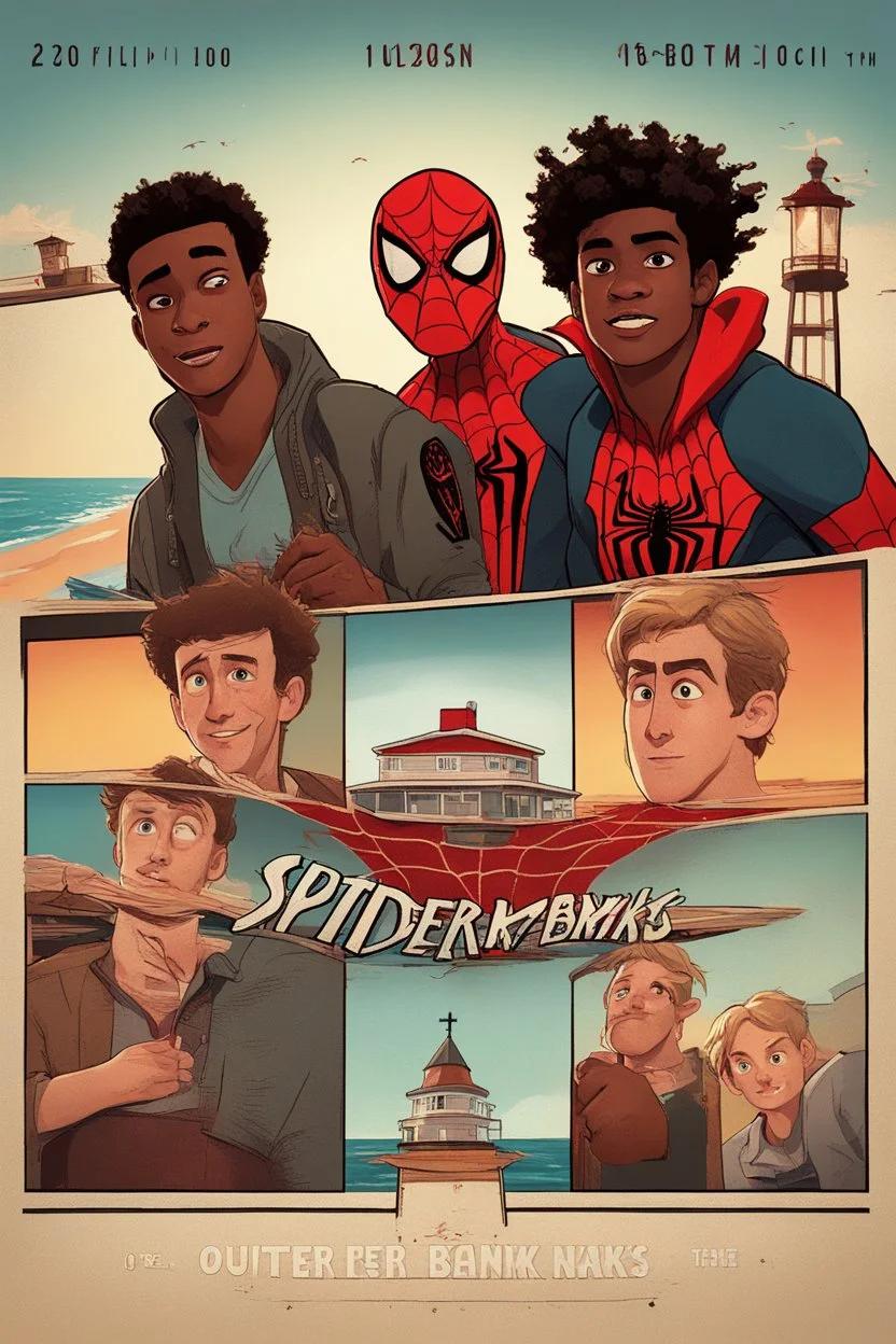 Netflix's Outer Banks in the style of Spiderman Into The Spiderverse.