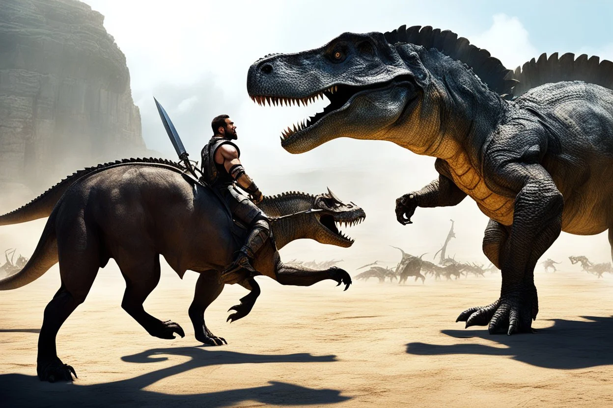 reflexions of the future: gladiator vs dinosaur