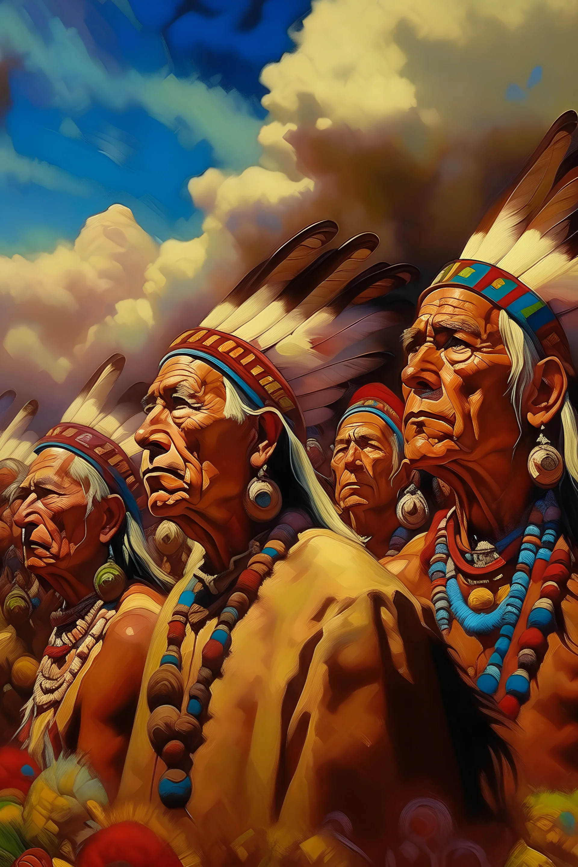 Pop Odyssey: A Time-Traveling oil painting Extravaganza" native Americans form the first father and well capture 16v-- ar 24 -- canon so7 v camera pixel 9000 clear like the cloud.