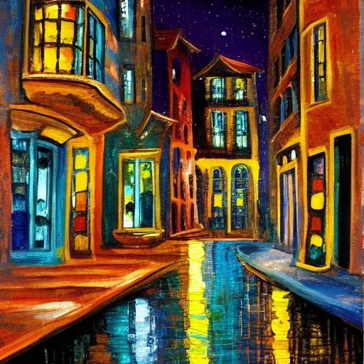 A Night Scene Picaso Style Painting