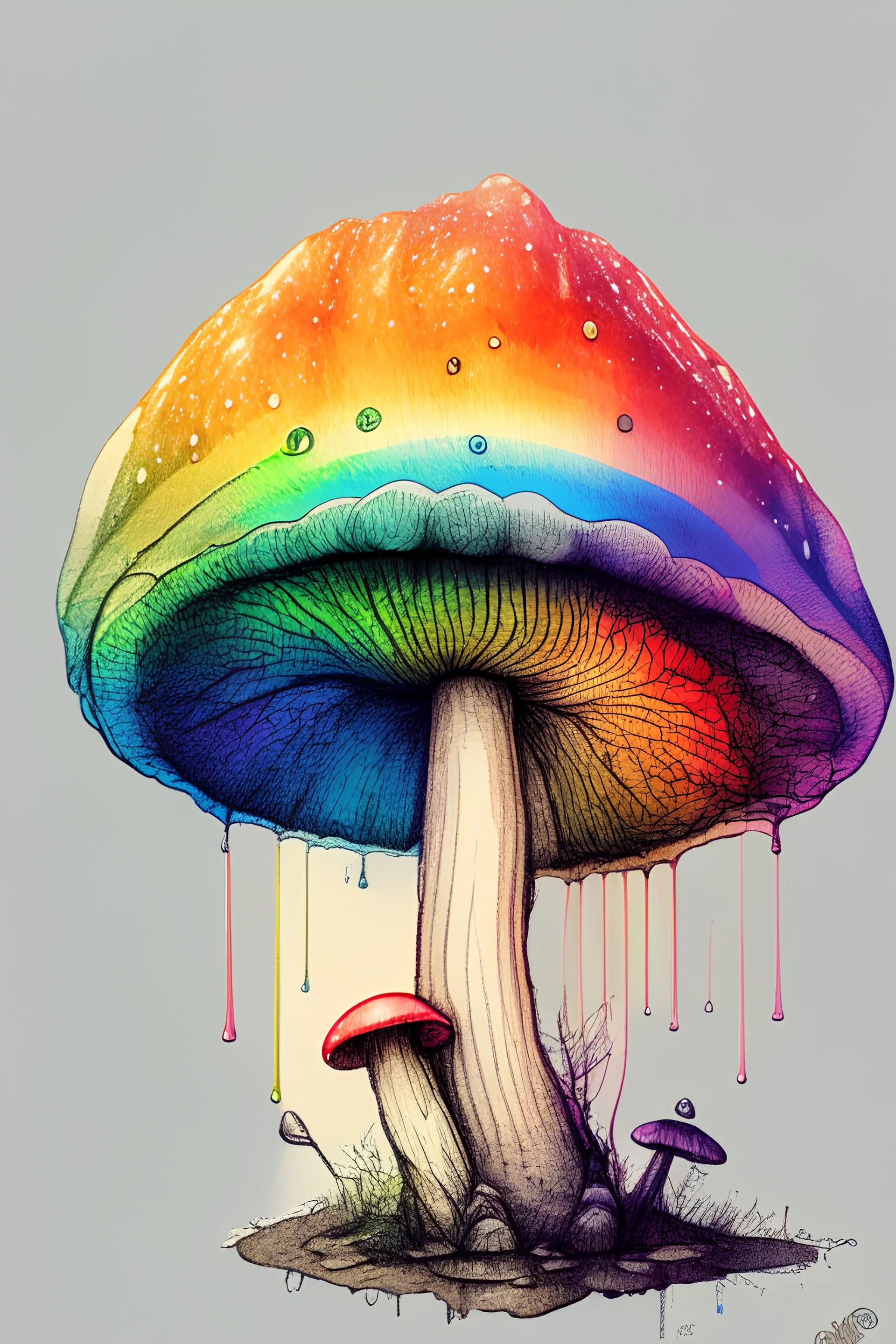 Mushroom rainbow colored sketch