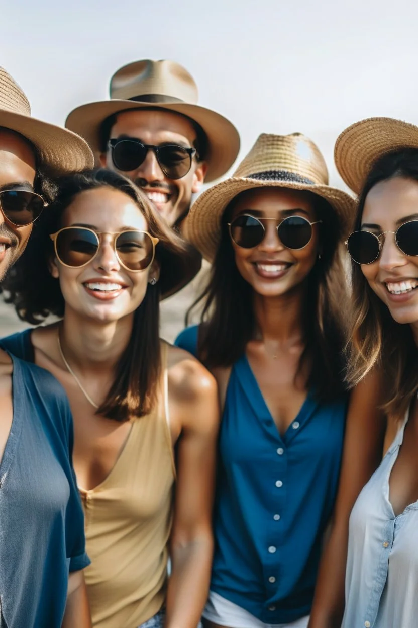 a group of friends ready for a day at the beach