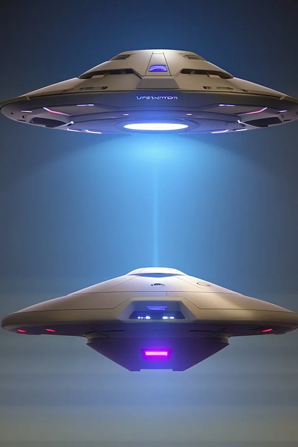 a smooth looking ufo craft with 3 separate lights underneath