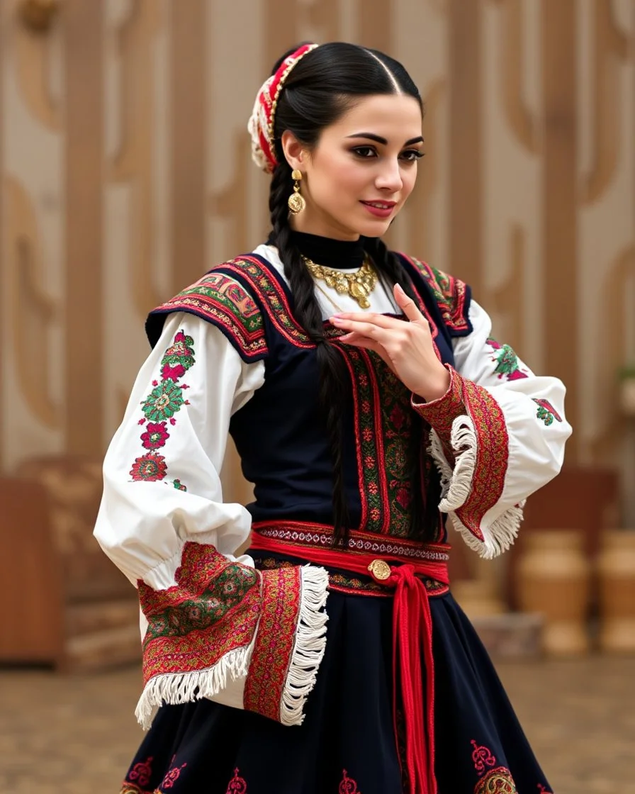 azeri female with traditional dance clothing