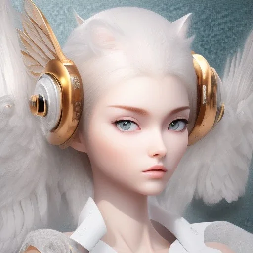 beautiful smooth realistic Japanese cat girl robot, full body and face, extremely sharp detail, finely tuned detail, ultra high definition, 8 k, unreal engine 5, ultra sharp focus, accurate wings