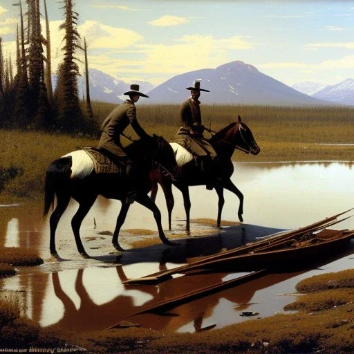 Frederic remington Painting of muskeg in alaska