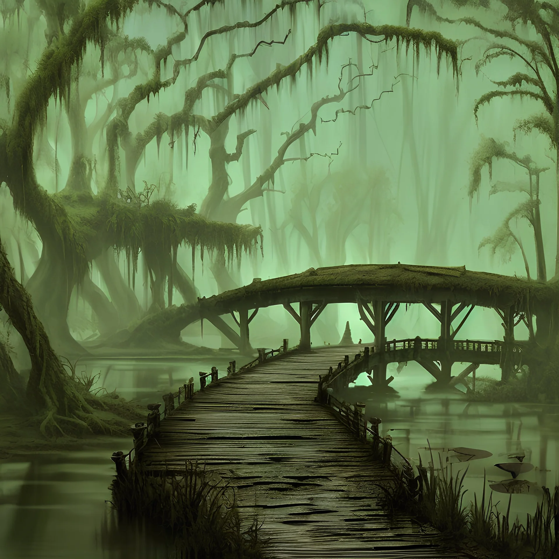 swamp bridge digital art