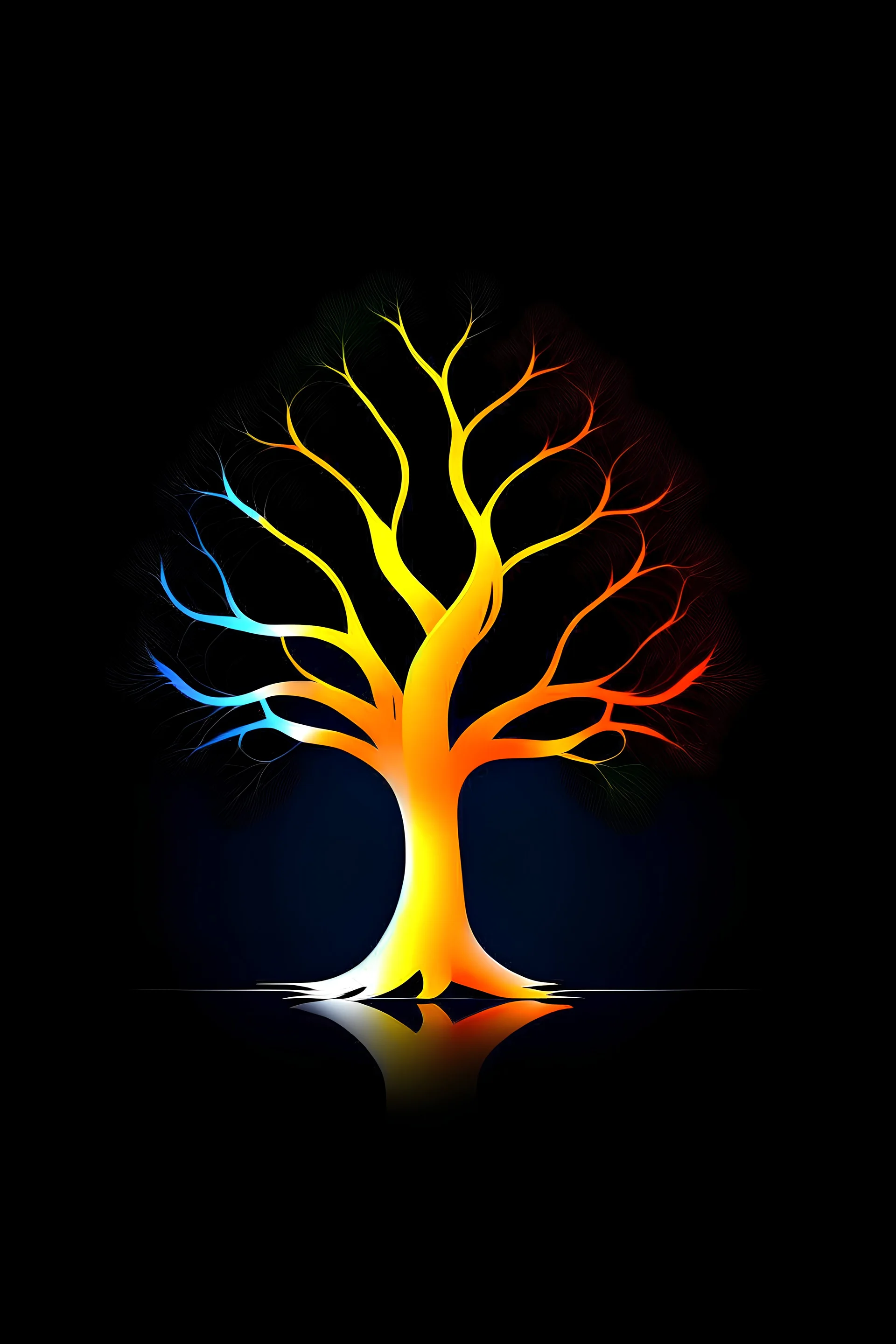 logo, autumn tree, branching, fluorescent.