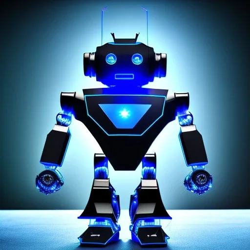 Metal blue transformer robot android humanoid