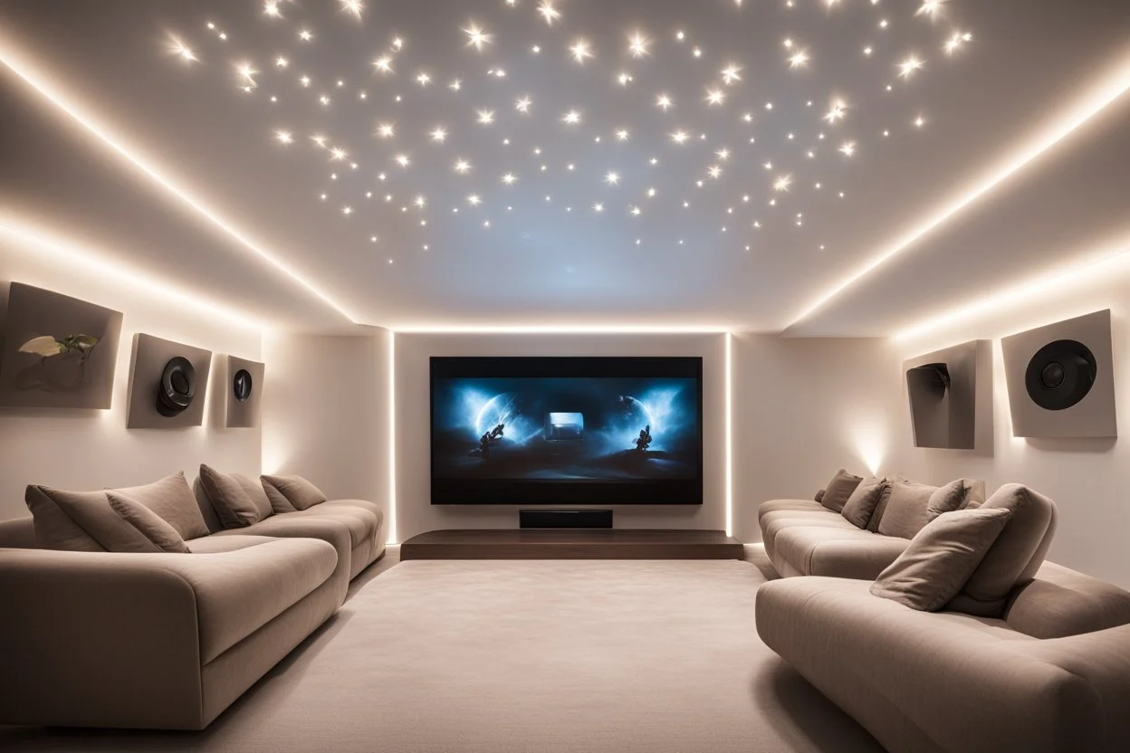 dedicated home cinema room with LED lighting in the walls make sure the room is completely symmetrical