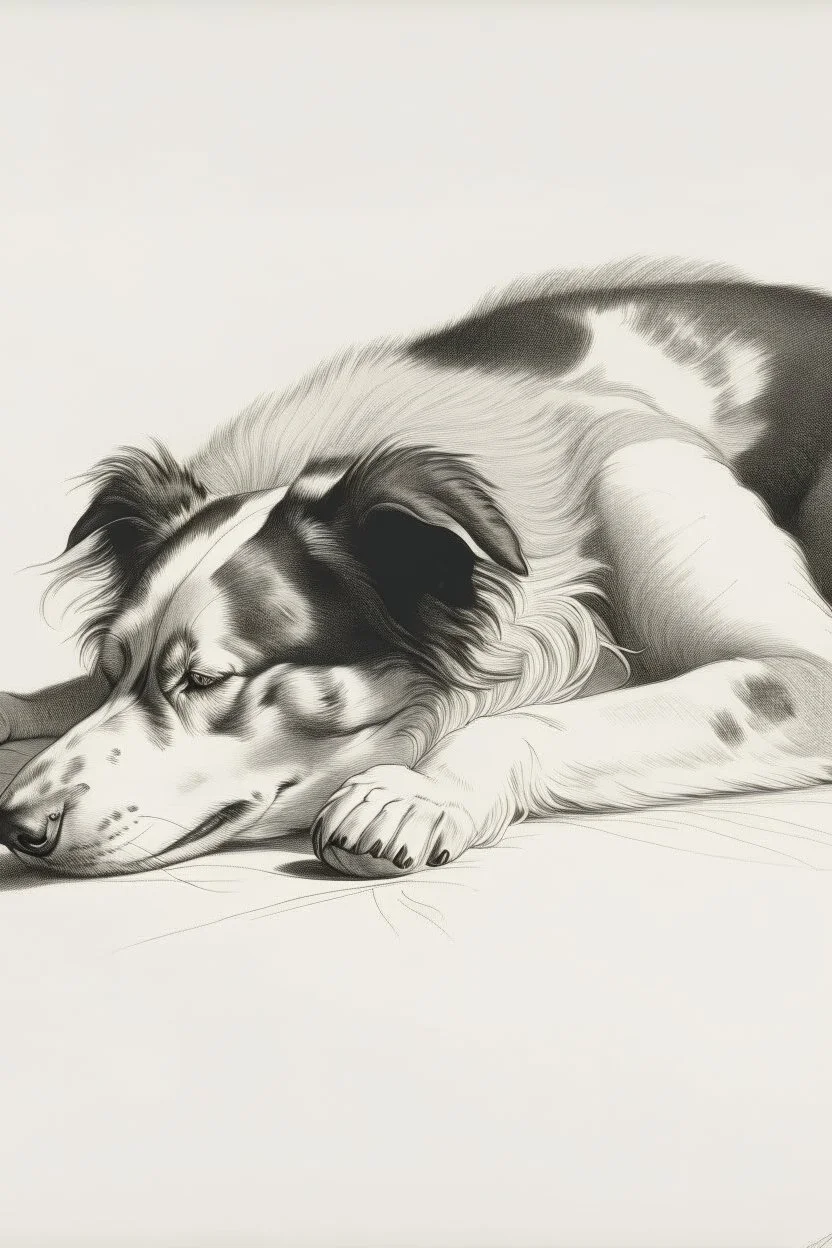 cane che dorme sdraiato visto di profilo figura intera