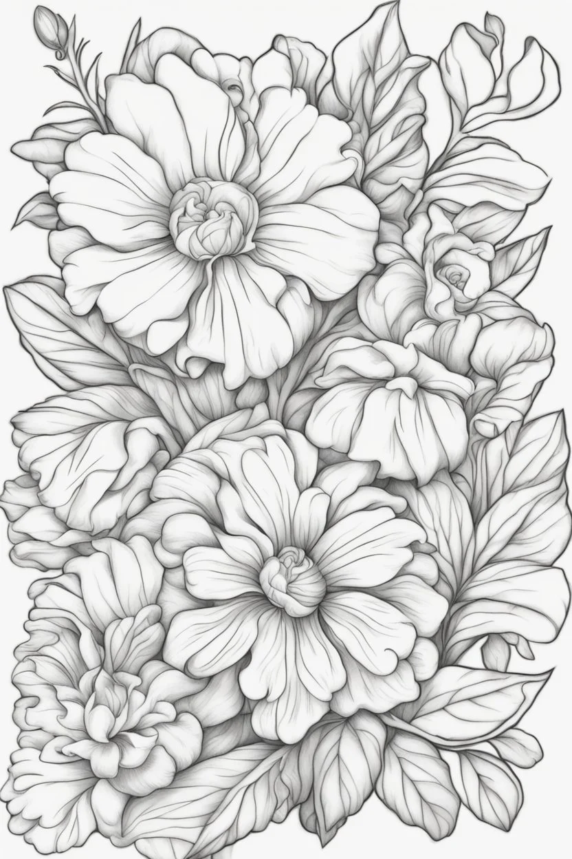 outline art for cute flower coloring pages with which, White background. sketch style, clean line art, white background, no shadow and clear