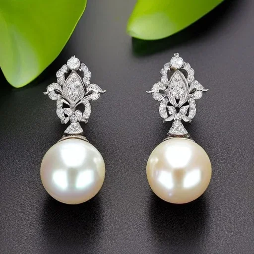 drop diamond and pearl earrings, art noveau, filigree, floral, breathtaking, highly ornate, delicate, intricate, photorealistic, high fashion, fine jewellery, luxury, designer