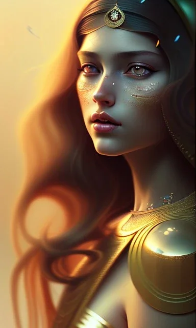 Arab princess , cute, beautiful, long hair, wavy hair, black eyes, a barrier، head and shoulders portrait, cinematic, 8k, resolution concept art portrait by Greg Rutkowski, Artgerm, WLOP, Alphonse Mucha dynamic lighting hyperdetailed intricately detailed