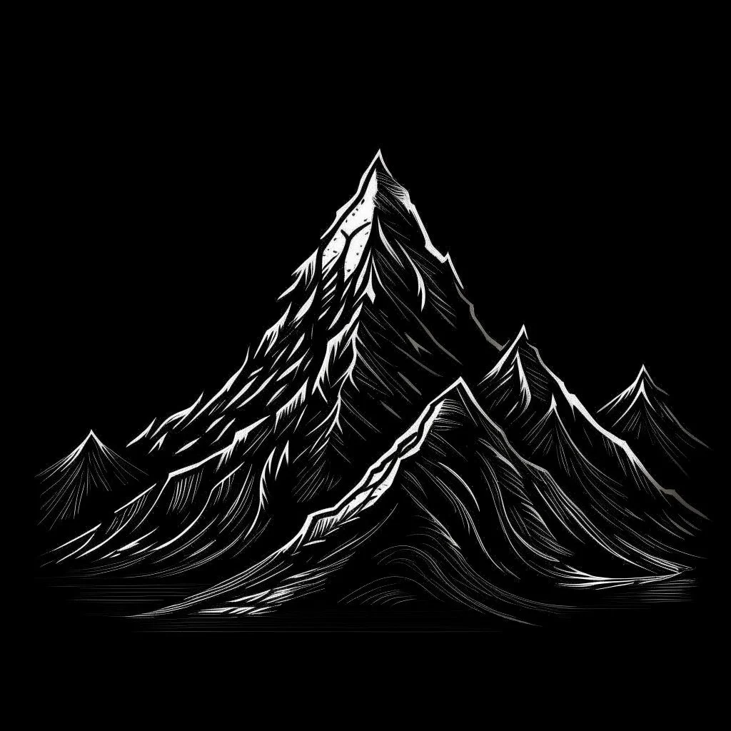 draw a white mountain with black background