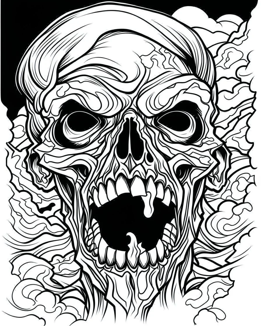 create a 2d black outline, "scary psycho monster death killer deformation on face and psycho smile coloring book for adults", coloring page, low details design, black contour, coloring page design, coloring page for adults,horror background, black contour and white space beetween contour, same contour,sketch style, horror style, creepy style, minimalist, halloween background,simple, white background