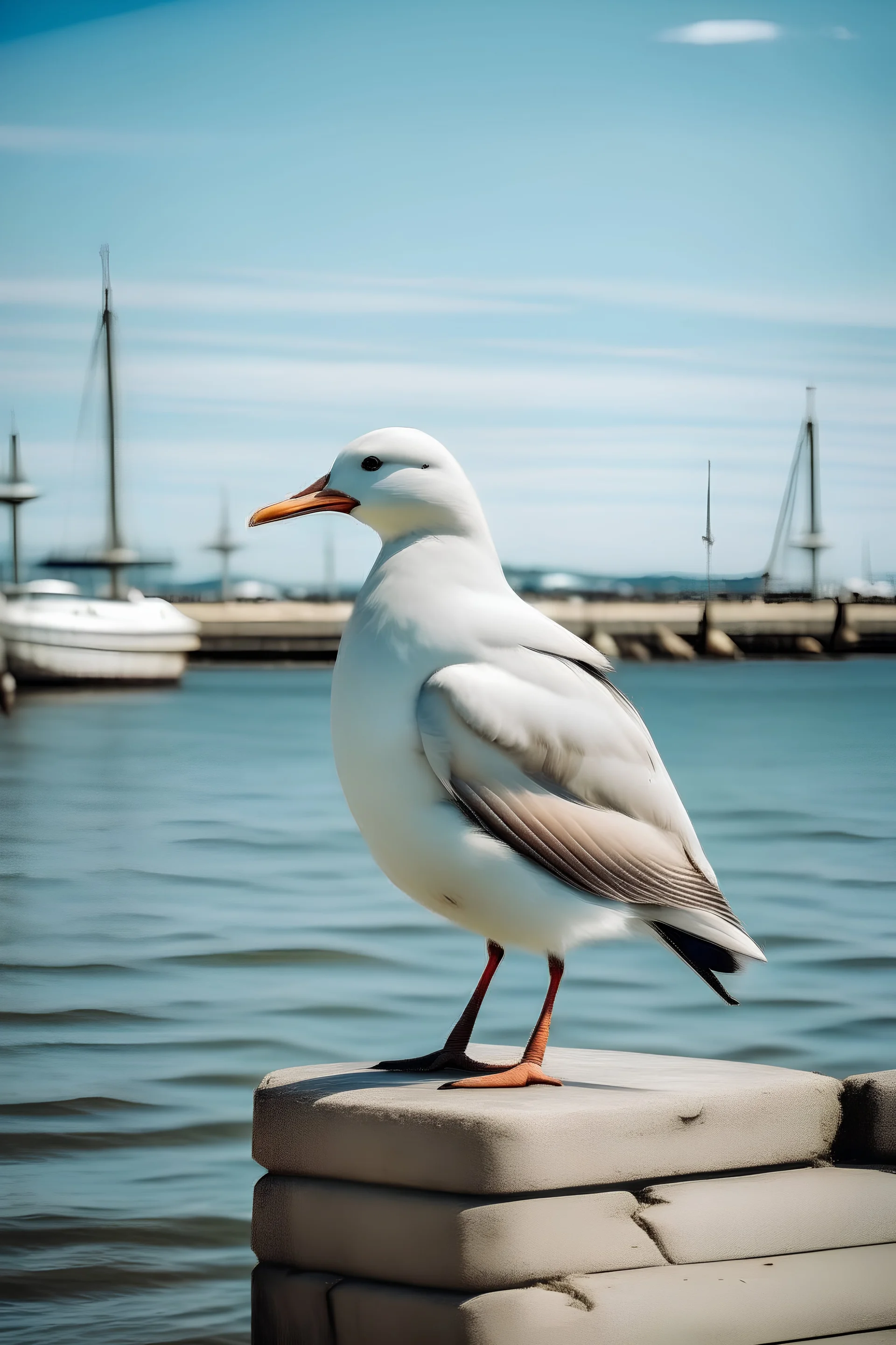 A seagull by the harbor