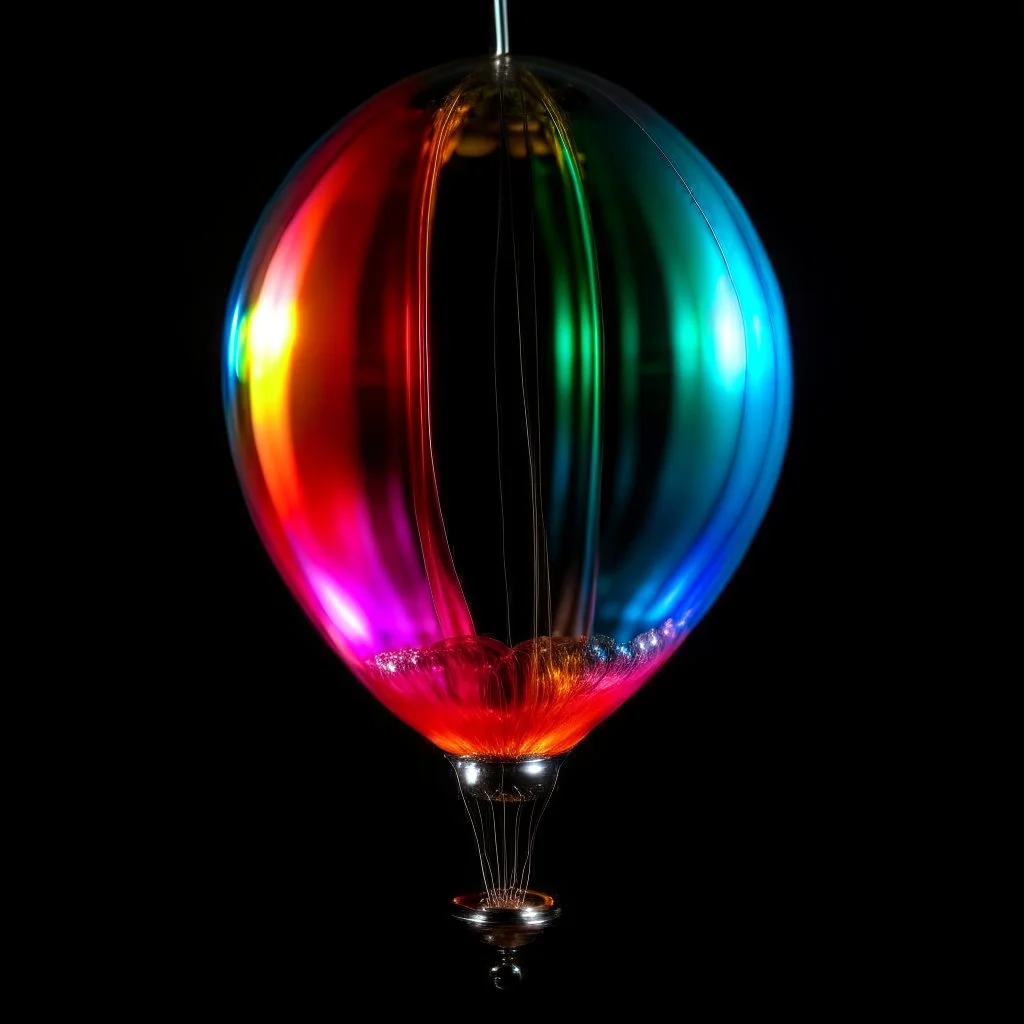 A transparent glass balloon inside the color of the balloon. There are luminous colors