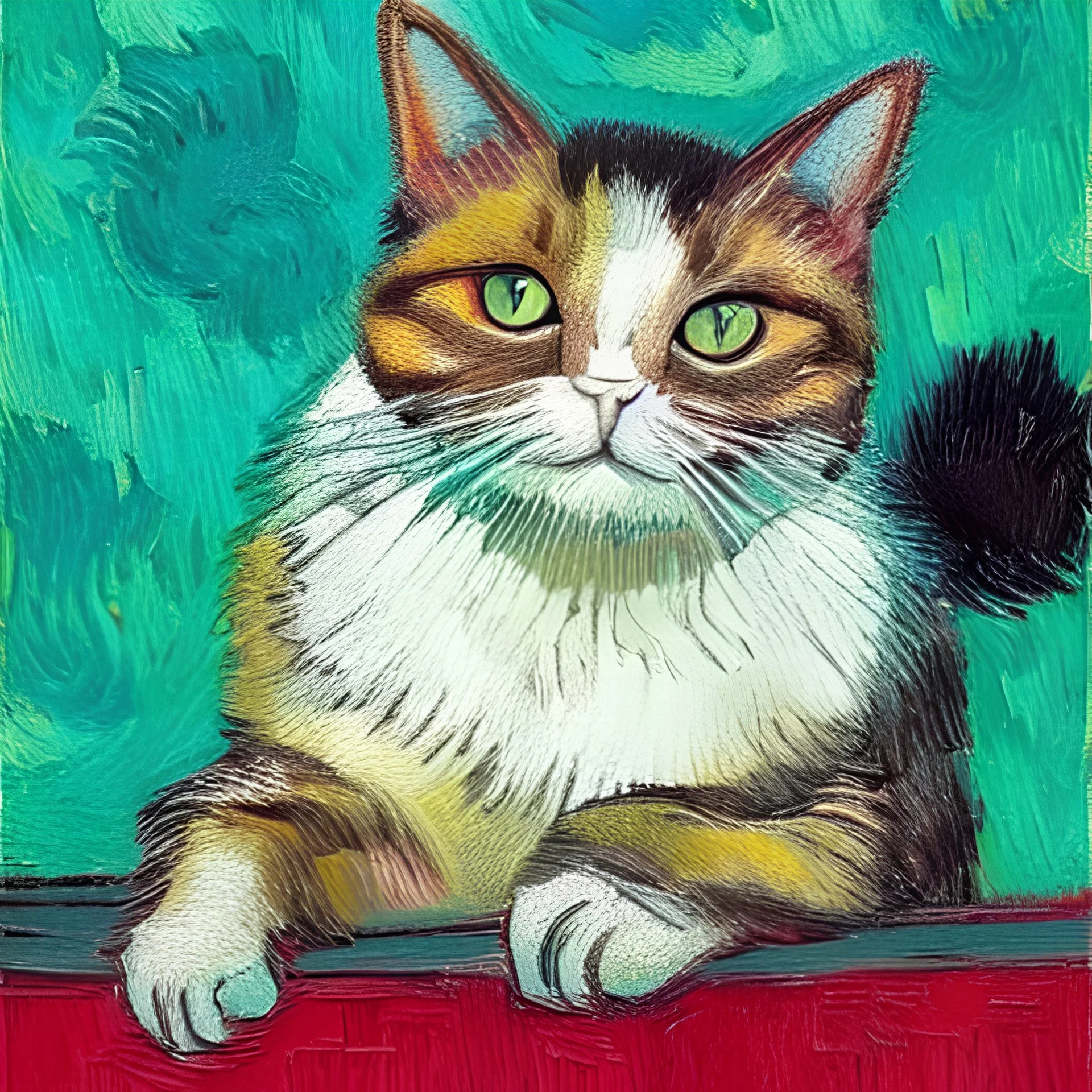 Van Gogh tarzında kedi portresi