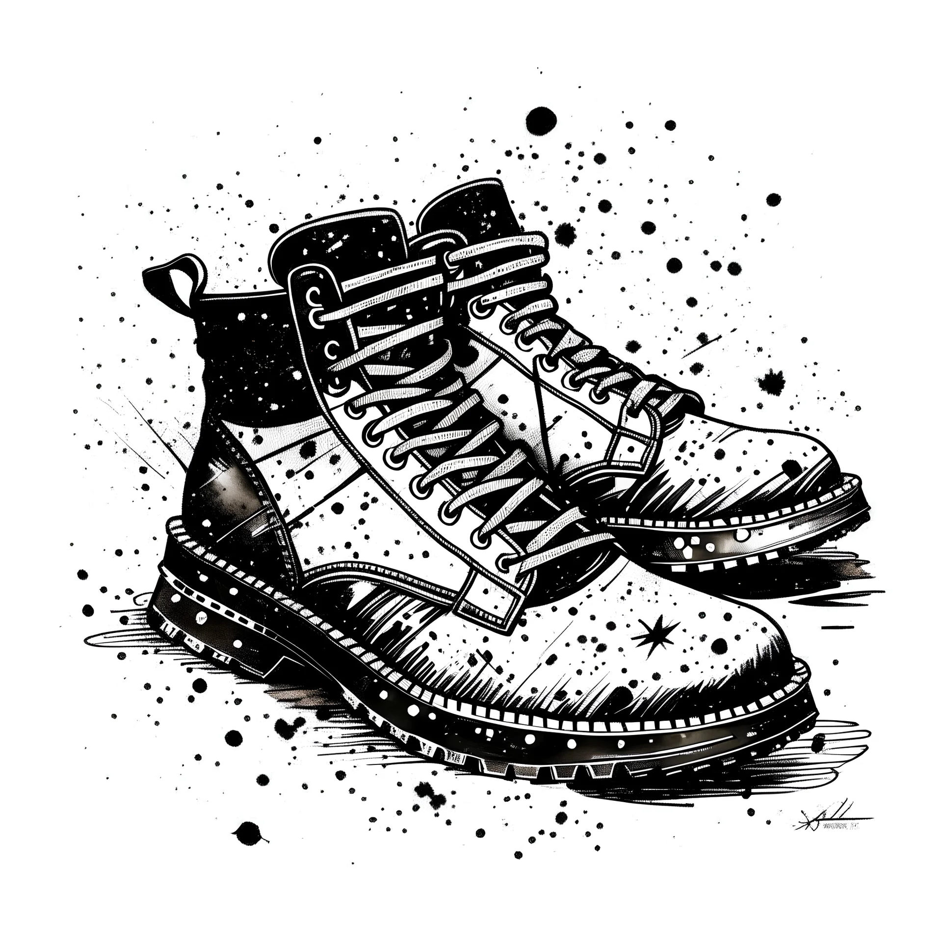 sport trekking boots ink splot
