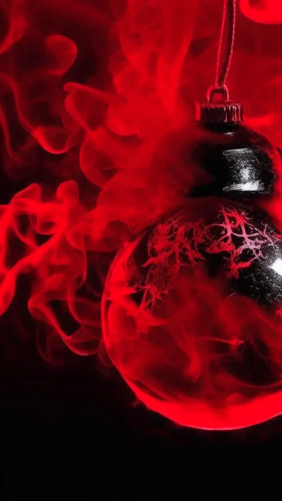 smoke art red and black colours with shiny glass christmas bauble video