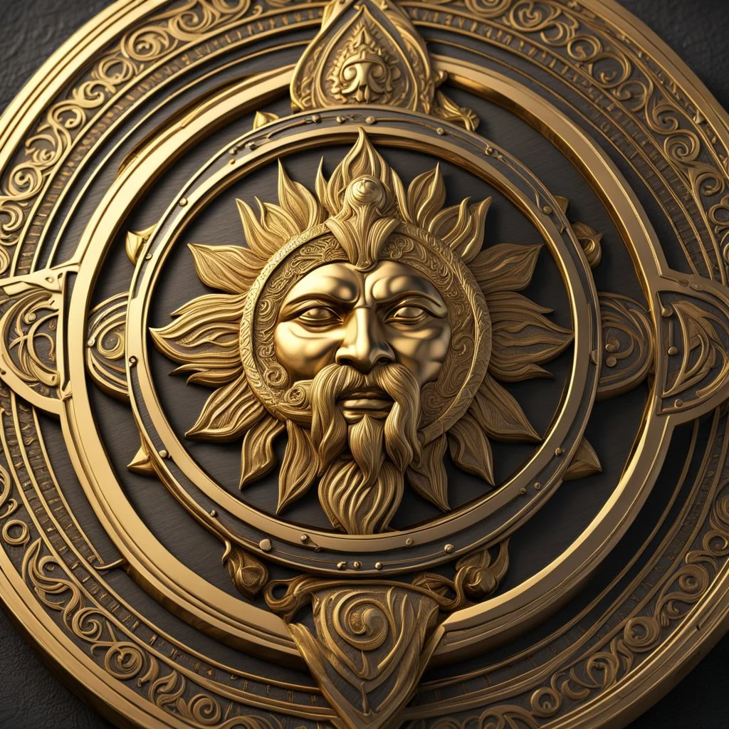 a single gold coin named a Gold Sun. viking design. show one coin. show whole coin. fantasy concept art, exquisite realism, a masterpiece, dynamic lighting, hyper detailed, intricately detailed, deep color, Unreal Engine, volumetric lighting , Epic cinematic brilliant stunning intricate meticulously detailed dramatic atmospheric maximal,