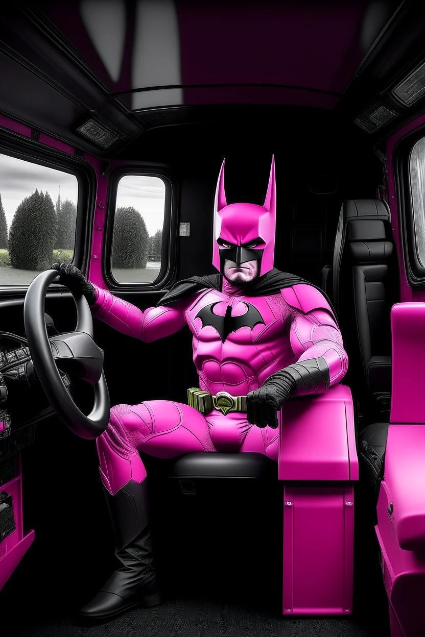 batman drive inside pink lorry