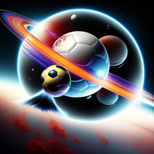 Soccer Outerspace black, earth orbit, volcano and stars