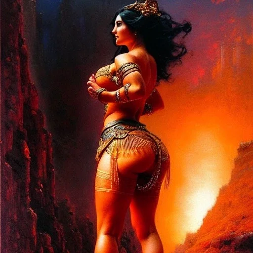 Drawing of beautiful face,'beautiful booty,Busty PoweGirl',intense stare, ancient skintight armor, balanciaga fashion clothe painting by gaston bussiere, greg rutkowski, yoji shinkawa, yoshitaka amano, tsutomu nihei, donato giancola, tim hildebrandt, Oil on canvas, cinematic composition, extreme detail,fit full head inside picture,16k