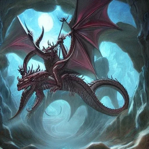 Demons, Dragon flying, Crystals, Caves, Fantasy Art, Giger