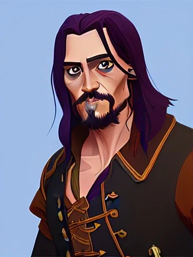 Portrait of a 30 year old strange gay wizard like Jack Sparrow