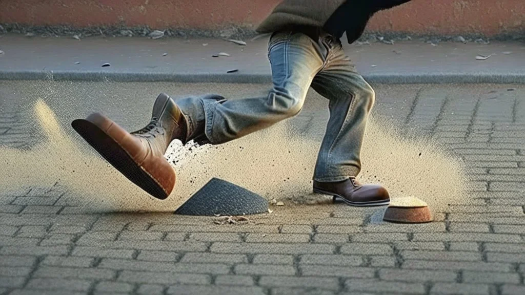 man throws his hat on ground and stomps on it