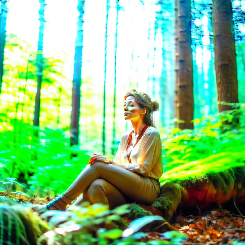 woman relaxing in the forest