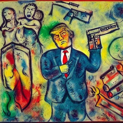 Trump with guns and ammo by chagall